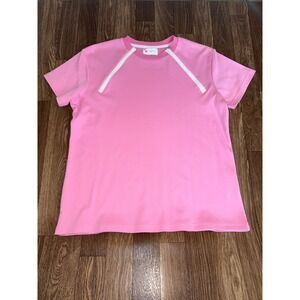 Comfy Chemo Pink Short Sleeve Zip for Chemo Port Women Medium Cotton Polyester